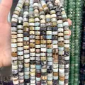 Close-up of faceted abacus-shaped natural stone beads for DIY jewelry making - Amazon / 1 Piece/Pack