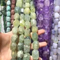 Macro detail of faceted natural stone beads for DIY jewelry making and craft supplies - Green Grape / Approx 15x20mm (Pack of 19)