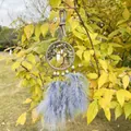 Acchiappasogni Albero della Vita con perle di cristallo naturale e piume blu per auto - Labradorite