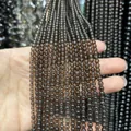 Cuentas redondas de cuarzo ahumado natural para joyería DIY, hilos marrones claros a mano - 4mm (Aprox. 92 Piezas/Pack)