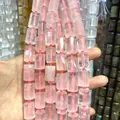 Perle cilindriche sfaccettate in quarzo rosa naturale 12x16mm per creazione gioielli. - Set di 21 Perline / Quarzo rosa