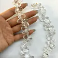 Cuentas de cristal de cuarzo transparente irregulares de Brasil para joyería DIY - Cuarzo Hialino Grande (10X14mm) / 1 Tira (40cm) / Transparente