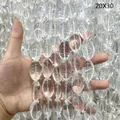 Detailansicht großer ovaler natürlicher brasilianischer Bergkristallperlen für DIY-Schmuck - 20x30mm