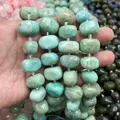 Dettaglio macro di perline in pietra di amazzonite naturale sfaccettata per gioielli fai-da-te - Perline Sfaccettate di Amazonite (B29) / 15x20mm (Circa 21 Pezzi)
