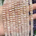 Macro view of faceted natural rose quartz 4x8mm abacus spacer beads for jewelry DIY - 75 Pieces/Pack / Rose Quartz