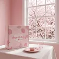 Boîte cadeau rose à fleurs Happy Birthday pour emballage festif - 21cmx21cmx10cm / Rose Joyeux Anniversaire (07)
