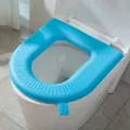 Blue waterproof EVA foam toilet seat cover with convenient lift handle for home bathroom - Blue