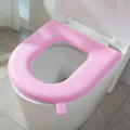 Waterproof pink EVA foam toilet seat cover with handle for all-season home bathroom use - Pink
