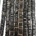 Close-up macro view of translucent natural smoky quartz rectangular beads in rows. - Smoky Quartz Irregular Style (不规则白水晶) / Approx 115 Pieces/Pack / Brown