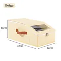 Caja de almacenamiento beige plegable para gorras con ventana y asa 42x22x17cm - Caja de Almacenamiento de Sombreros / 42*22*17cm / Beige