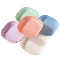Set of 5 colorful square plastic snack plates in pastel shades for dining table use. - 1 Piece / Random Color