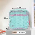 Mini neceser de malla verde claro, 13x13x4cm, organizador de cosméticos para viaje - Estilo sin Asa / 13x13x4cm / Verde