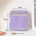 Mini neceser de malla púrpura portátil para maquillaje de viaje, tamaño 13x13x4cm - Estilo sin Asa / 13x13x4cm / Púrpura
