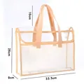 Große transparente PVC-Dokumententasche mit beigen Griffen, 33,5x26x9 cm groß - Horizontal / Aprikosengelb