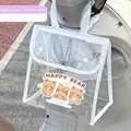 Transparent waterproof electric scooter front storage bag with cute bear pattern design - Electric Vehicle Waterproof Hanging Bag / Transparent White Edge