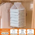 Six-shelf hanging closet organizer for clothes storage in snow white mesh fabric - 6 Grids / White