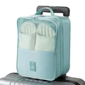 Light blue waterproof travel shoe storage bag with mesh window on suitcase handle - 30x23x13.5cm / Blue