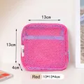 Mini bolsa de malla roja para cosméticos y artículos de tocador de viaje 13x13x4cm - Estilo sin Asa / 13x13x4cm / Rosa rojo