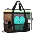 Large capacity mesh beach tote bag with dimensions for travel and swimming storage - L / With Pockets / 43x39x20cm / Black