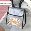 Transparent waterproof front storage bag for electric scooter with black trim and bear - Electric Vehicle Waterproof Hanging Bag / Transparent Black Edge