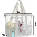 Large mesh beach bag with dimensions 43x39x20cm for travel and swimming storage - L / With Pockets / 43x39x20cm / Gray