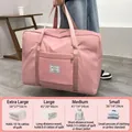 Pink large capacity thickened travel storage bag with detailed size comparison table - Single Layer Small (36x14x29cm) / Sweet Pink