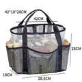 Grand sac de plage en maille bleu marine avec poches extérieures pour la toilette - Sac de Plage Souple (42x18x28cm) / Bleu marine