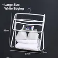 Grande borsa portaoggetti trasparente impermeabile con bordo bianco da appendere - 37x39x17cm / Bianco (Grande)