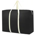 Large capacity black moving and storage bag with durable white carrying handles - 60*40*25 (60L Medium) / Black