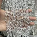 Macro detail of natural Brazilian clear quartz irregular faceted loose beads 8x12mm. - 8x12mm (With Inclusion) / Clear