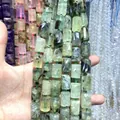 Perline cilindriche in cristallo di prehnite verde 12x16mm per gioielli fai da te - Set di 21 Perline / Uva Verde