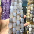 Natural grey faceted agate stone beads for DIY jewelry making bracelets necklaces - Grey Botswana Agate / Approx 15x20mm (Pack of 19)