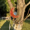 Acchiappasole a mezzaluna fatto a mano con pietre naturali rosse e prismi di cristallo sfaccettati - The total length is about 45cm / Pietra Rossa (B38)