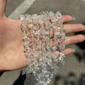 Cuentas de cristal transparente natural hechas a mano para hacer joyas de bricolaje - Ancho 7-10 Espesor 4-6 / Cristal Blanco Pequeño Inclusiones