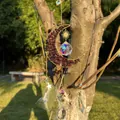 Acchiappasole a luna in cristallo fatto a mano con pietre di granato e prismi da giardino - The total length is about 45cm / Granato (B38)