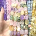 Natural multi-color faceted crystal nugget beads strands for DIY jewelry making accessories - Rainbow / Approx 15x20mm (Pack of 19)