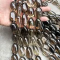 High quality natural smoky quartz oval beads for DIY jewelry making semi-finished parts - Irregular Tumbled Style / Approx 20X30mm / Tea Brown