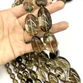 Natural smoky quartz irregular oval beads for DIY jewelry making necklaces - Irregular Tumbled Style / Approx 25X35mm / Tea Brown