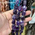 Macro shot of dark purple natural amethyst irregular faceted beads for jewelry DIY. - Deep Amethyst