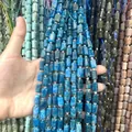 8x12mm vibrant blue natural stone cylindrical faceted beads for DIY jewelry making - 26 Pieces/Pack (8x12mm) / Blue Apatite