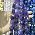 Faceted natural purple amethyst crystal stone beads for DIY jewelry making strands - Deep Amethyst / Approx 15x20mm (Pack of 19)
