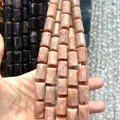 Natural faceted peach crystal cylindrical loose beads 12x16mm for DIY jewelry making - 21 Beads Set / Sunstone