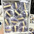Boîte de 12 grappes d'améthyste naturelle spécimens de minerai de cristal brut. - Coffret d'Amas d'Améthyste B