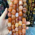 Detailansicht von natürlichen 15x20mm orangen Achatperlen für DIY-Schmuckzubehör. - Roter Achat