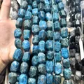 Faceted blue natural stone beads for DIY jewelry making accessories and necklaces - Apatite / Approx 15x20mm (Pack of 19)
