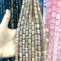 Handmade 8x12mm natural gray cylinder stone beads for DIY jewelry making accessories - 26 Pieces/Pack (8x12mm) / Sunstone