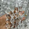 Natural Brazilian irregular faceted clear quartz crystal beads for DIY jewelry making - 18x25mm (With Inclusion) / Clear