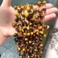 Faceted teardrop natural tiger eye stone beads for DIY earring and bracelet jewelry making - Yellow Tiger Eye