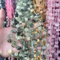Green faceted teardrop natural crystal beads for DIY jewelry making handcrafted project - Green Grape