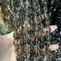 Natural smoky quartz crystal beads with irregular faceted shapes for DIY jewelry making - 10x14mm (With Inclusion) / Brown